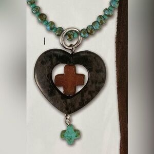 F.A.I.T.H. Jewelry Spirit Heart Turquoise Necklace 16”  NEW! 🐝
